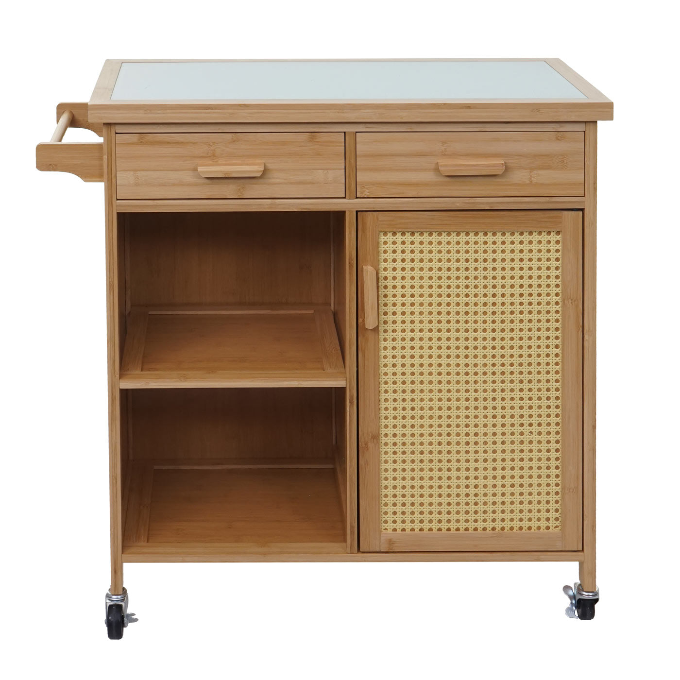 Cosmo Casa - Serveerwagen - Met lade - Bamboe - Bruin - 85×84×36 cm
