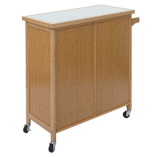 Cosmo Casa - Serveerwagen - Met lade - Bamboe - Bruin - 85×84×36 cm