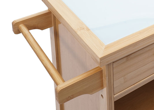 Cosmo Casa - Serveerwagen - Met lade - Bamboe - Bruin - 85×84×36 cm