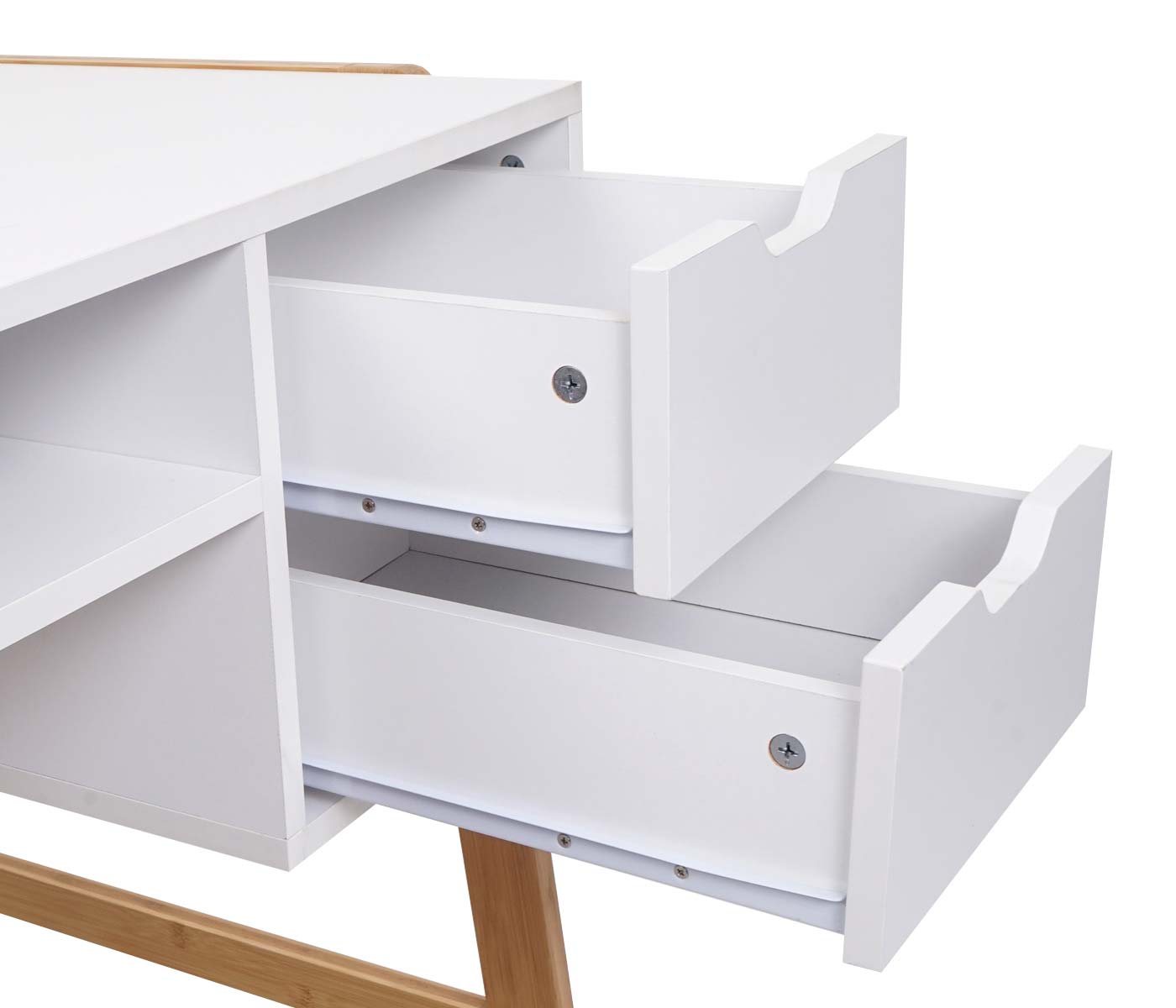 Cosmo Casa - Bureau - Met lade - Bamboe - Wit - 76×115×58 cm