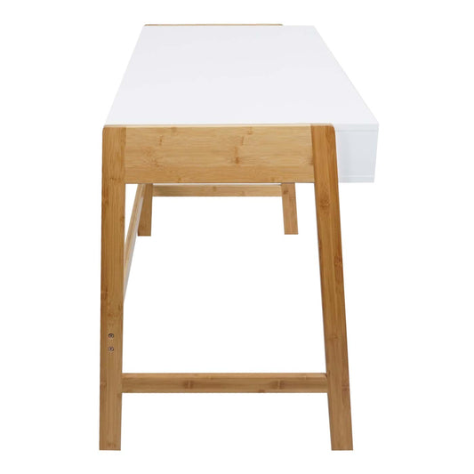 Cosmo Casa - Bureau - Met lade - Bamboe - Wit - 76×115×58 cm