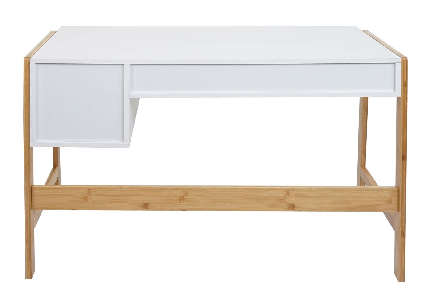 Cosmo Casa - Bureau - Met lade - Bamboe - Wit - 76×115×58 cm