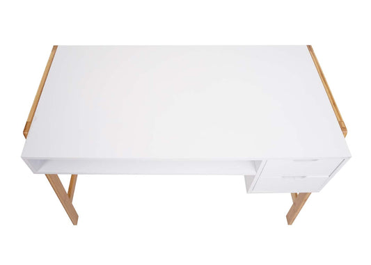Cosmo Casa - Bureau - Met lade - Bamboe - Wit - 76×115×58 cm