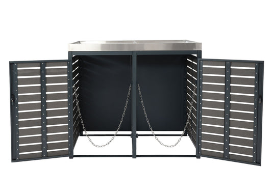 Cosmo Casa - Set van 2 Vuilnisbakbekleding - Plantenbak - WPC & RVS - Antraciet - 124×134×84 cm