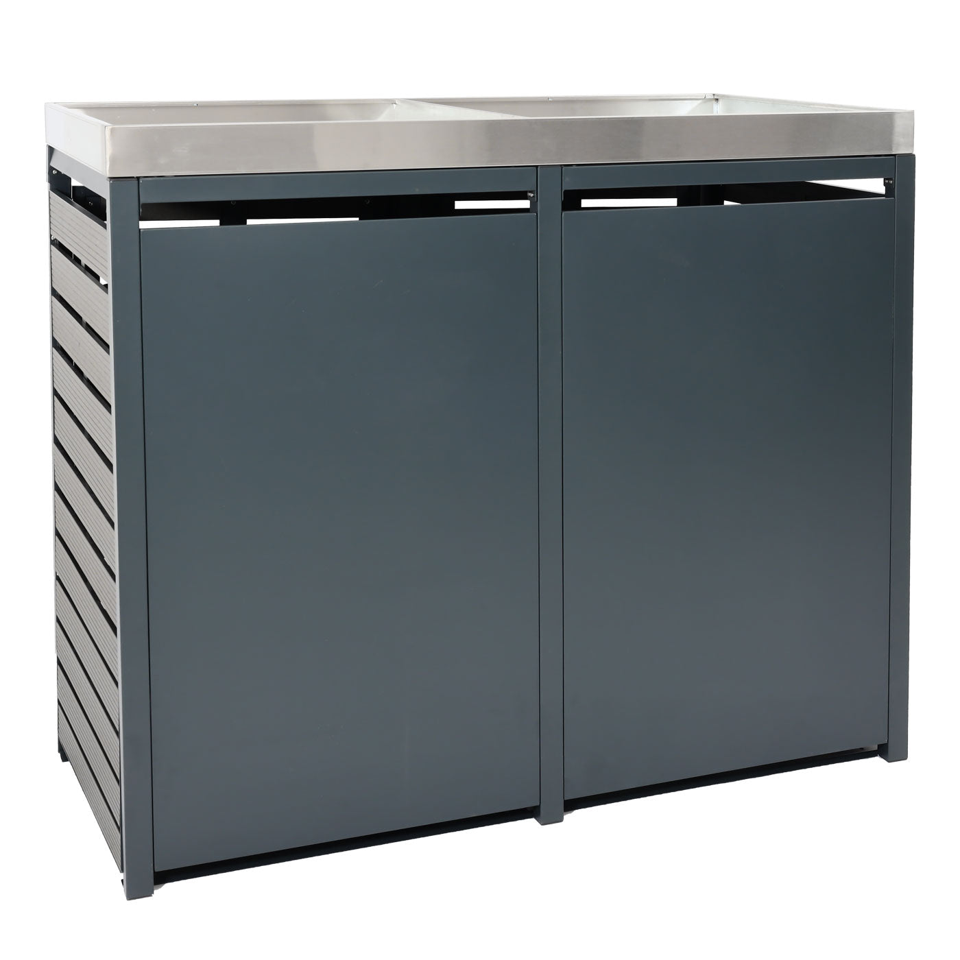 Cosmo Casa - Set van 2 Vuilnisbakbekleding - Plantenbak - WPC & RVS - Antraciet - 124×134×84 cm