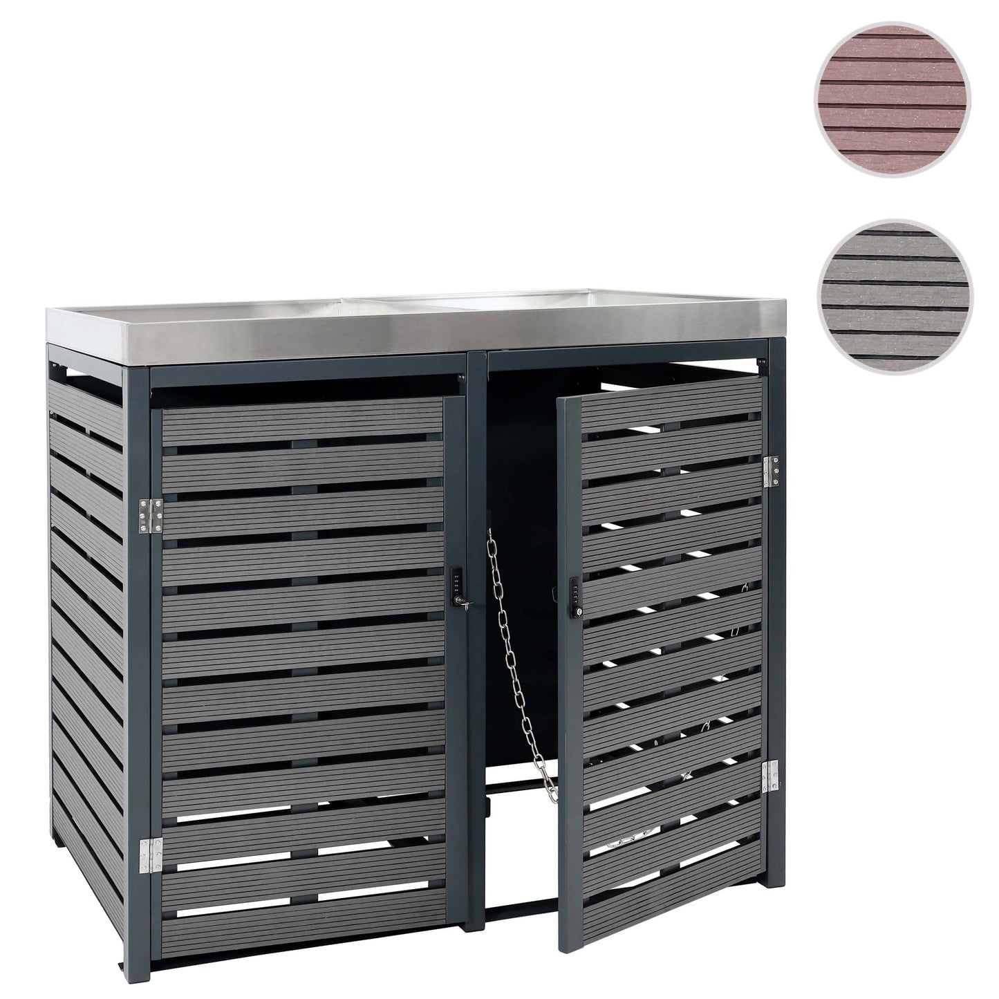 Cosmo Casa - Set van 2 Vuilnisbakbekleding - Plantenbak - WPC & RVS - Antraciet - 124×134×84 cm