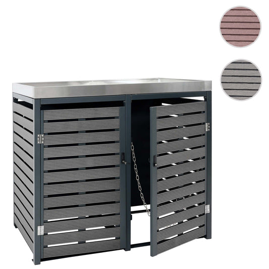 Cosmo Casa - Set van 2 Vuilnisbakbekleding - Plantenbak - WPC & RVS - Antraciet - 124×134×84 cm