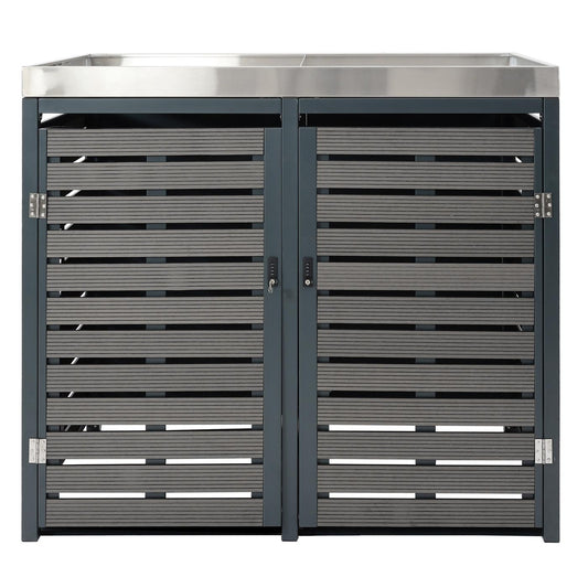 Cosmo Casa - XL Verrijdbare Bakbekleding - Plantenbak op Wielen - WPC & Metaal - Antraciet - 124×146×102 cm / 90 kg