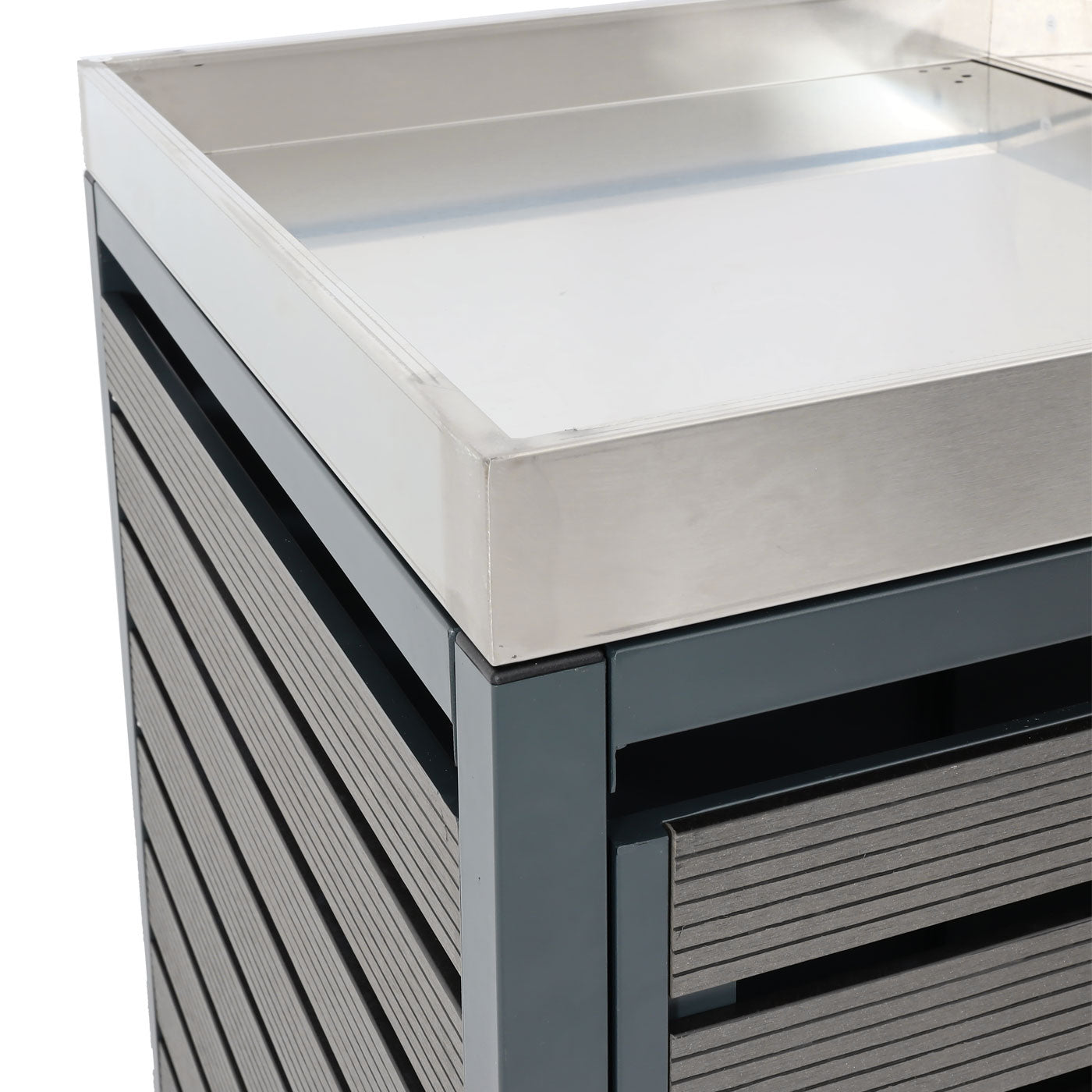 Cosmo Casa - XL Verrijdbare Bakbekleding - Plantenbak op Wielen - WPC & Metaal - Antraciet - 124×146×102 cm / 90 kg