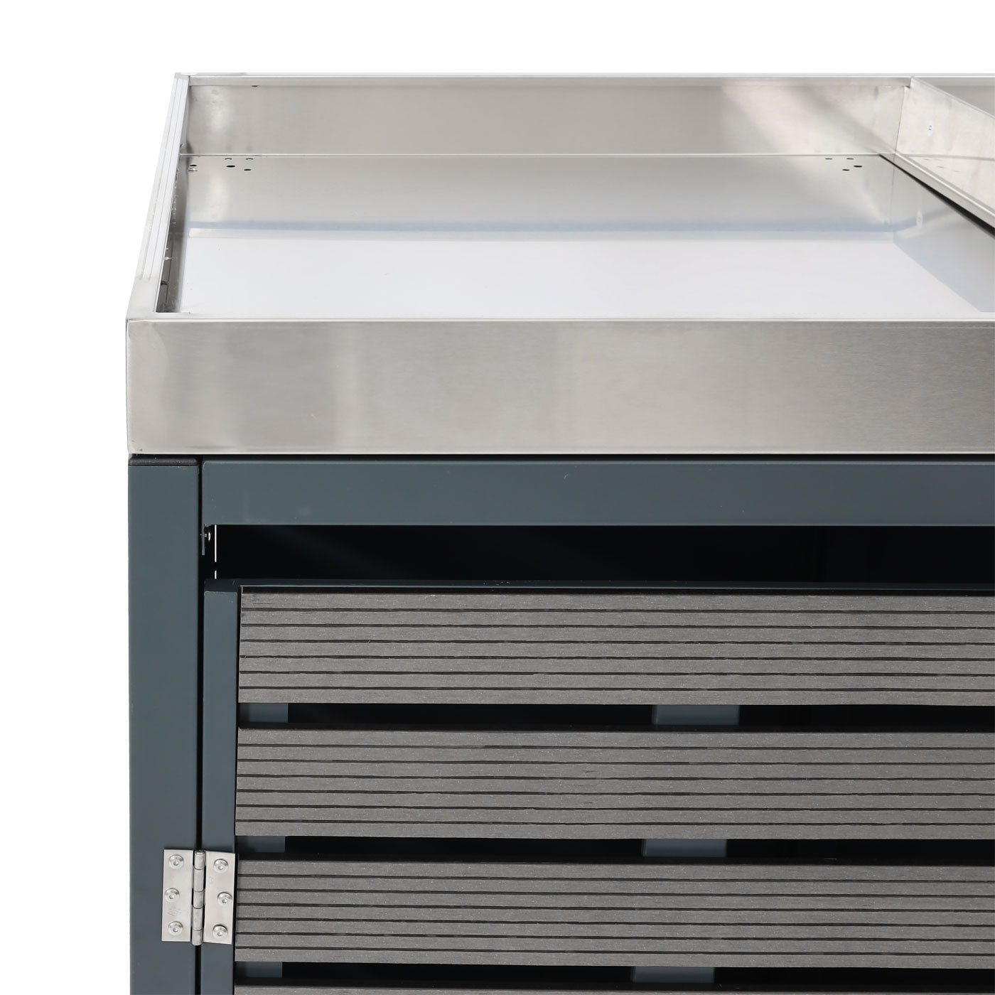 Cosmo Casa - Set van 4 Vuilnisbakbekleding met Plantenbak - WPC & RVS - Antraciet - 124×265×84 cm / 132 kg