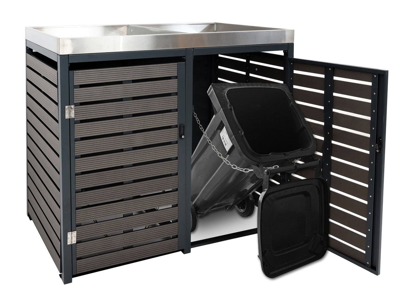 Cosmo Casa - XL Verrijdbare Bakbekleding - Plantenbak op Wielen - WPC & Metaal - Walnoothoutlook - 124×146×102 cm / 90 kg