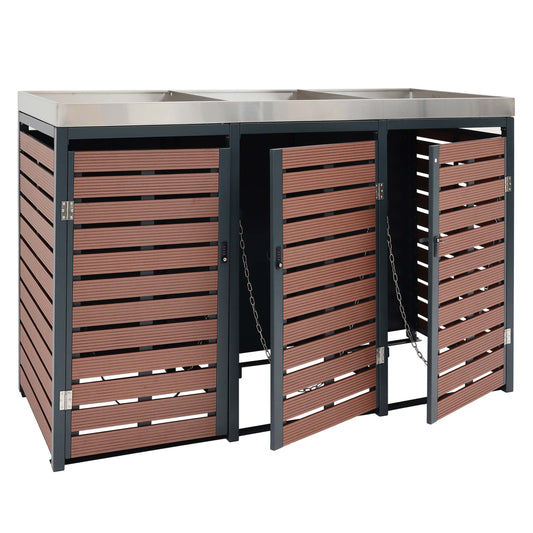 Cosmo Casa - XL Verrijdbare Bakbekleding - Plantenbak op Wielen - WPC & Metaal - Walnoothoutlook - 124×146×102 cm / 90 kg