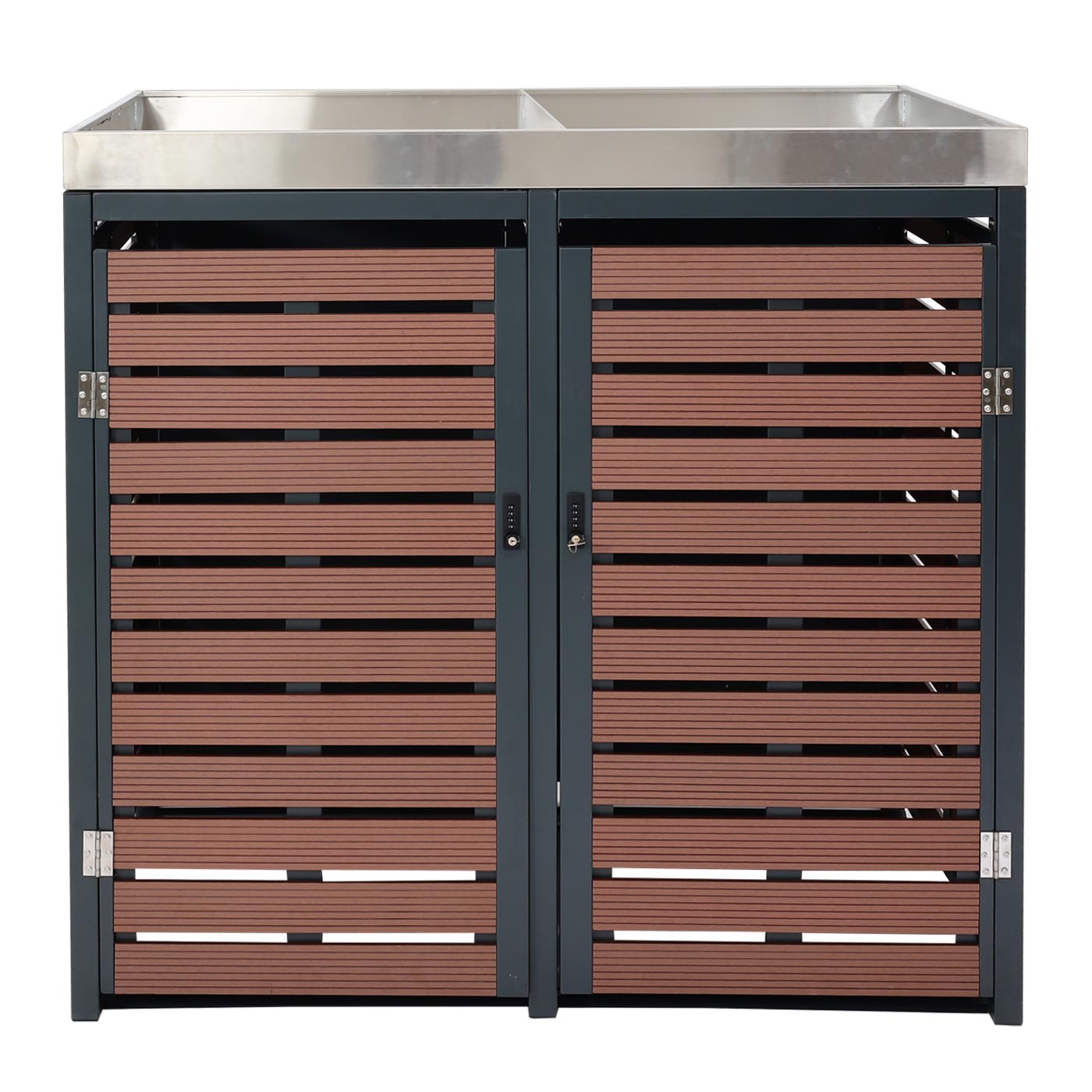 Cosmo Casa - XL Verrijdbare Bakbekleding - Plantenbak op Wielen - WPC & Metaal - Walnoothoutlook - 124×146×102 cm / 90 kg