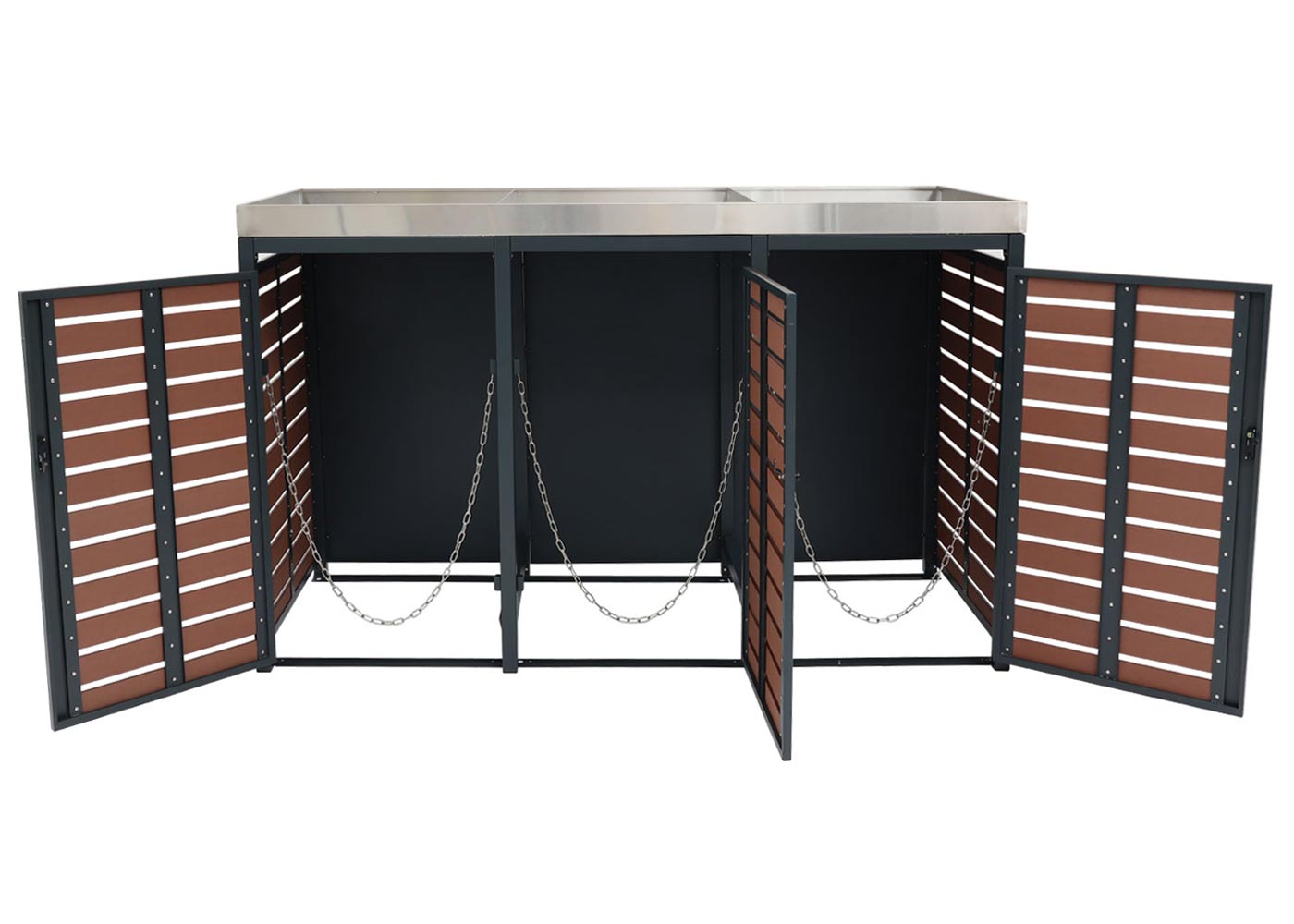 Cosmo Casa - Set van 3 Vuilnisbakbekleding - Plantenbak - WPC & RVS - Walnootlook - 124×200×84 cm