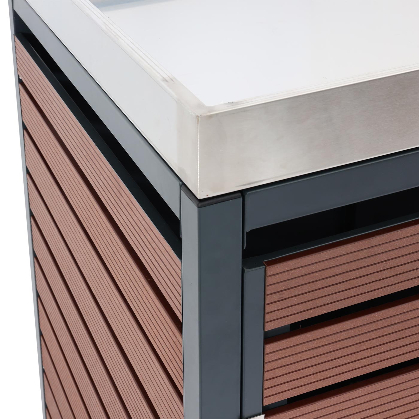 Cosmo Casa - Set van 3 Vuilnisbakbekleding - Plantenbak - WPC & RVS - Walnootlook - 124×200×84 cm