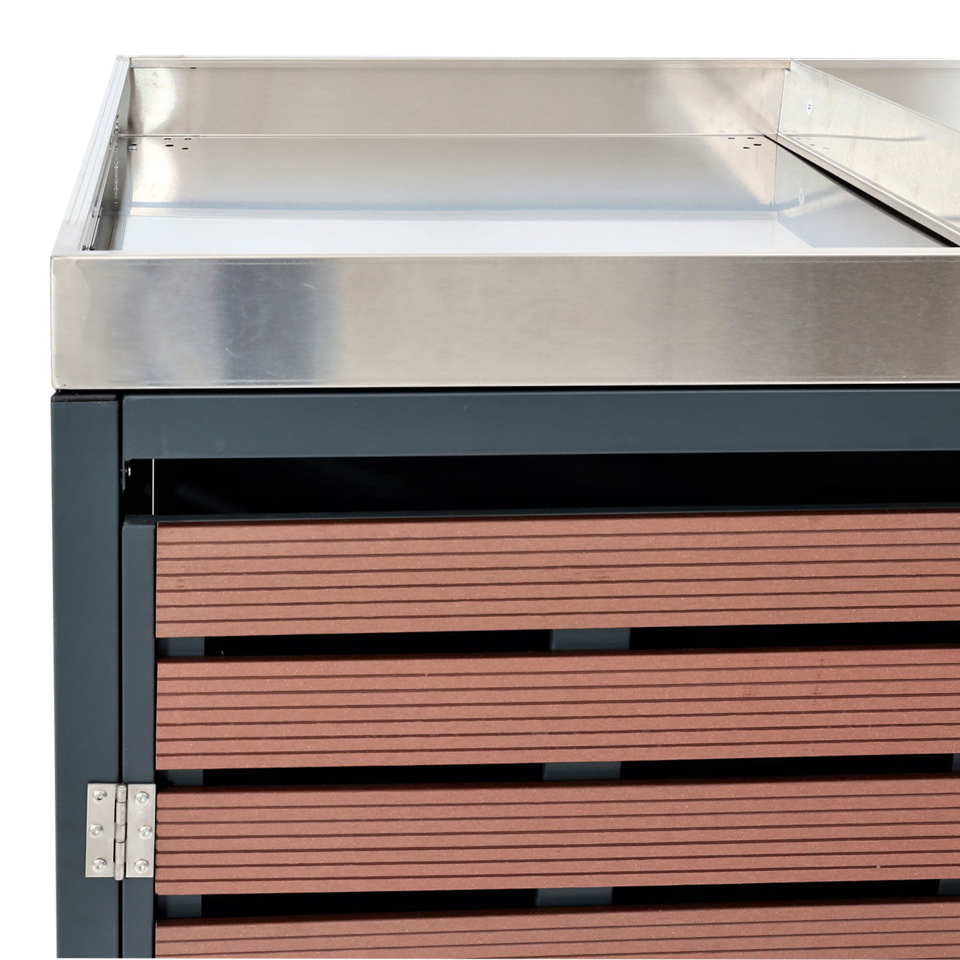 Cosmo Casa - Set van 3 Vuilnisbakbekleding - Plantenbak - WPC & RVS - Walnootlook - 124×200×84 cm