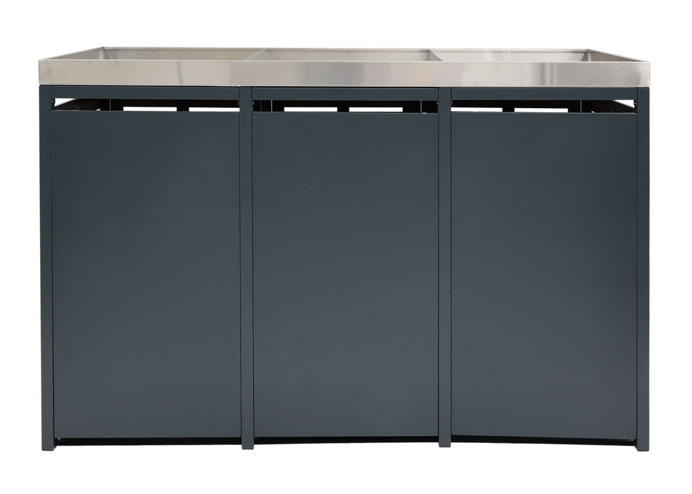 Cosmo Casa - Vuilnisbakbekleding - Met plantenbak - WPC & RVS - Teaklook - 124×200×84 cm