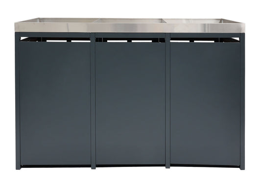 Cosmo Casa - Vuilnisbakbekleding - Met plantenbak - WPC & RVS - Teaklook - 124×200×84 cm