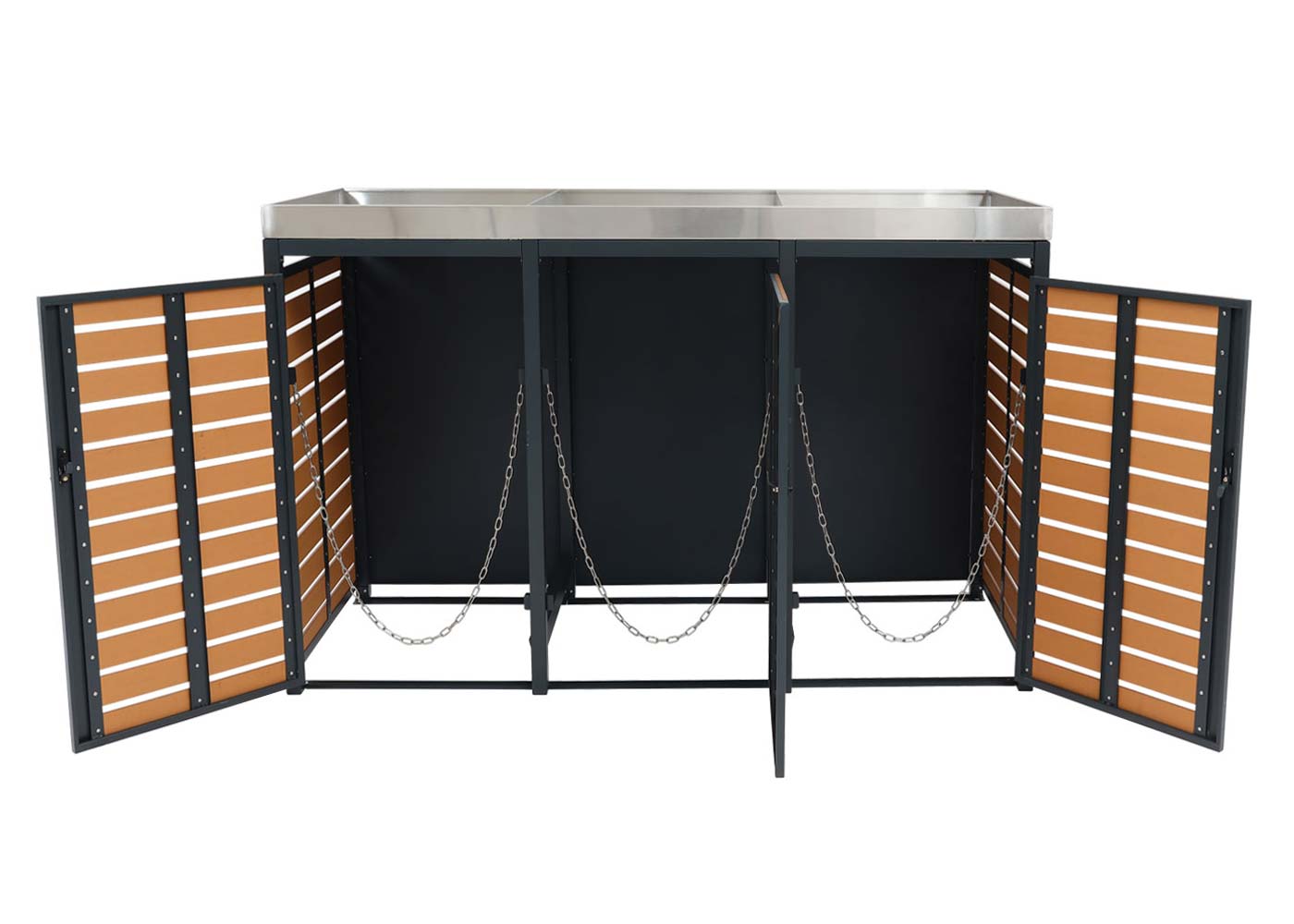 Cosmo Casa - Vuilnisbakbekleding - Met plantenbak - WPC & RVS - Teaklook - 124×200×84 cm