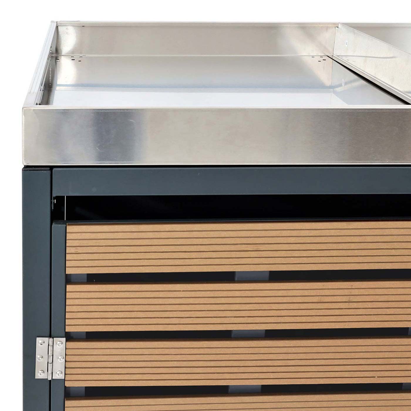 Cosmo Casa - Vuilnisbakbekleding - Met plantenbak - WPC & RVS - Teaklook - 124×200×84 cm