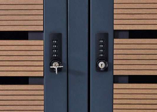 Cosmo Casa - Vuilnisbakbekleding - Met plantenbak - WPC & RVS - Teaklook - 124×200×84 cm