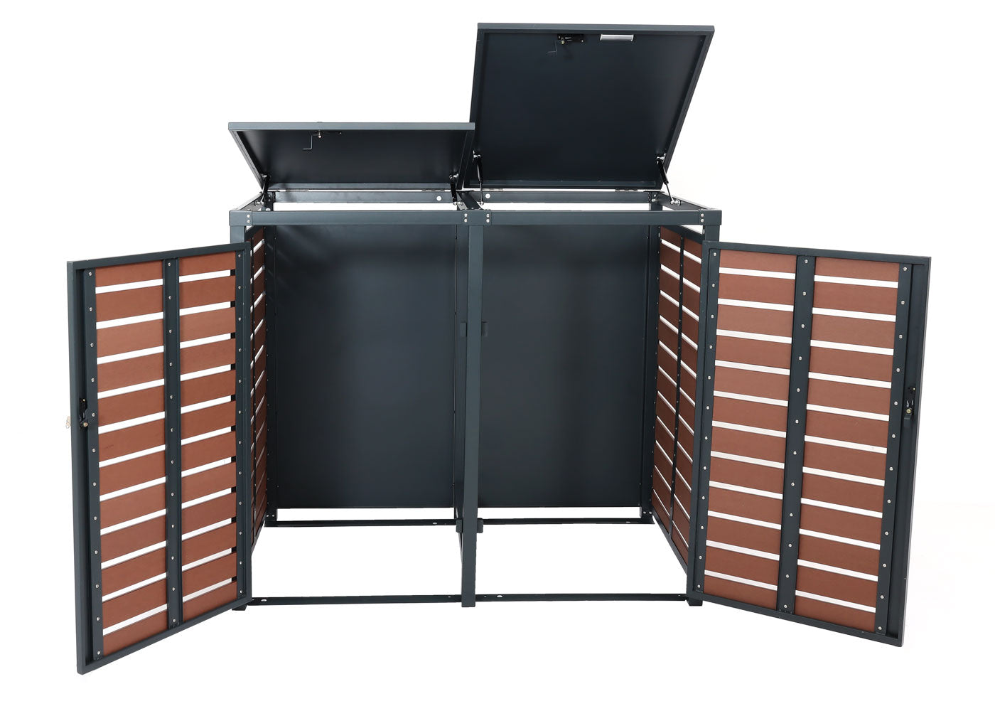 Cosmo Casa - Set van 2 Vuilnisbakbekleding - Deksel - WPC & Metaal - Walnootlook - 119×134×84 cm