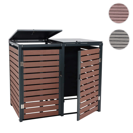 Cosmo Casa - Set van 2 Vuilnisbakbekleding - Deksel - WPC & Metaal - Walnootlook - 119×134×84 cm