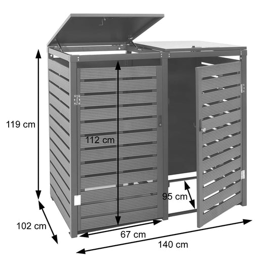 Cosmo Casa - XL Afvalcontainerbekleding - Containerbak - WPC & Metaal - Antraciet - 119×140×102 cm / 86 kg