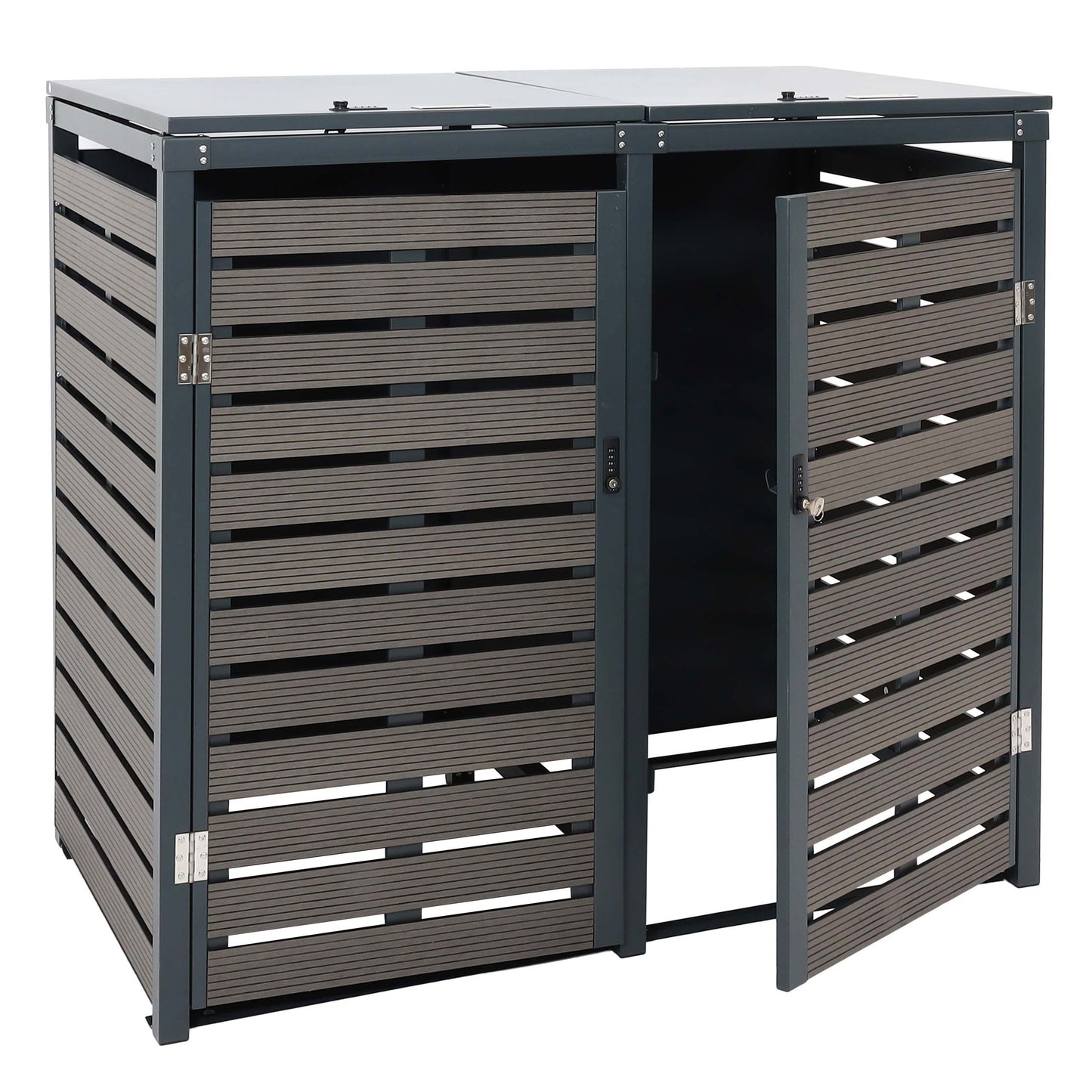 Cosmo Casa - XL Afvalcontainerbekleding - Containerbak - WPC & Metaal - Antraciet - 119×140×102 cm / 86 kg