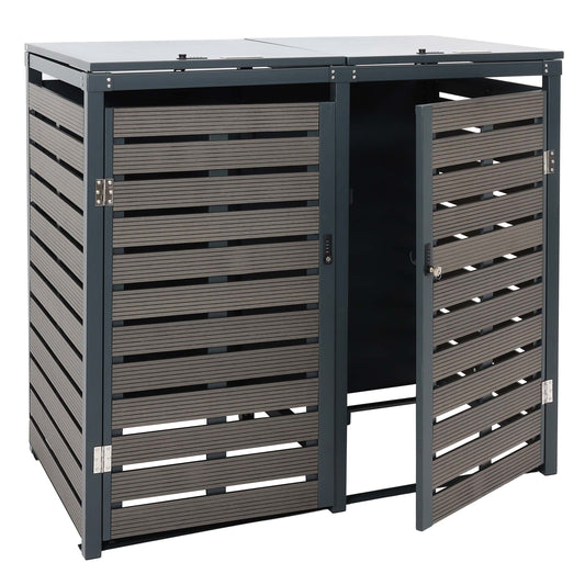 Cosmo Casa - XL Afvalcontainerbekleding - Containerbak - WPC & Metaal - Antraciet - 119×140×102 cm / 86 kg