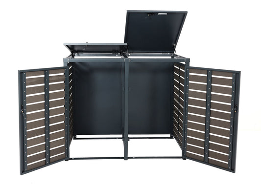 Cosmo Casa - XL Afvalcontainerbekleding - Containerbak - WPC & Metaal - Antraciet - 119×140×102 cm / 86 kg