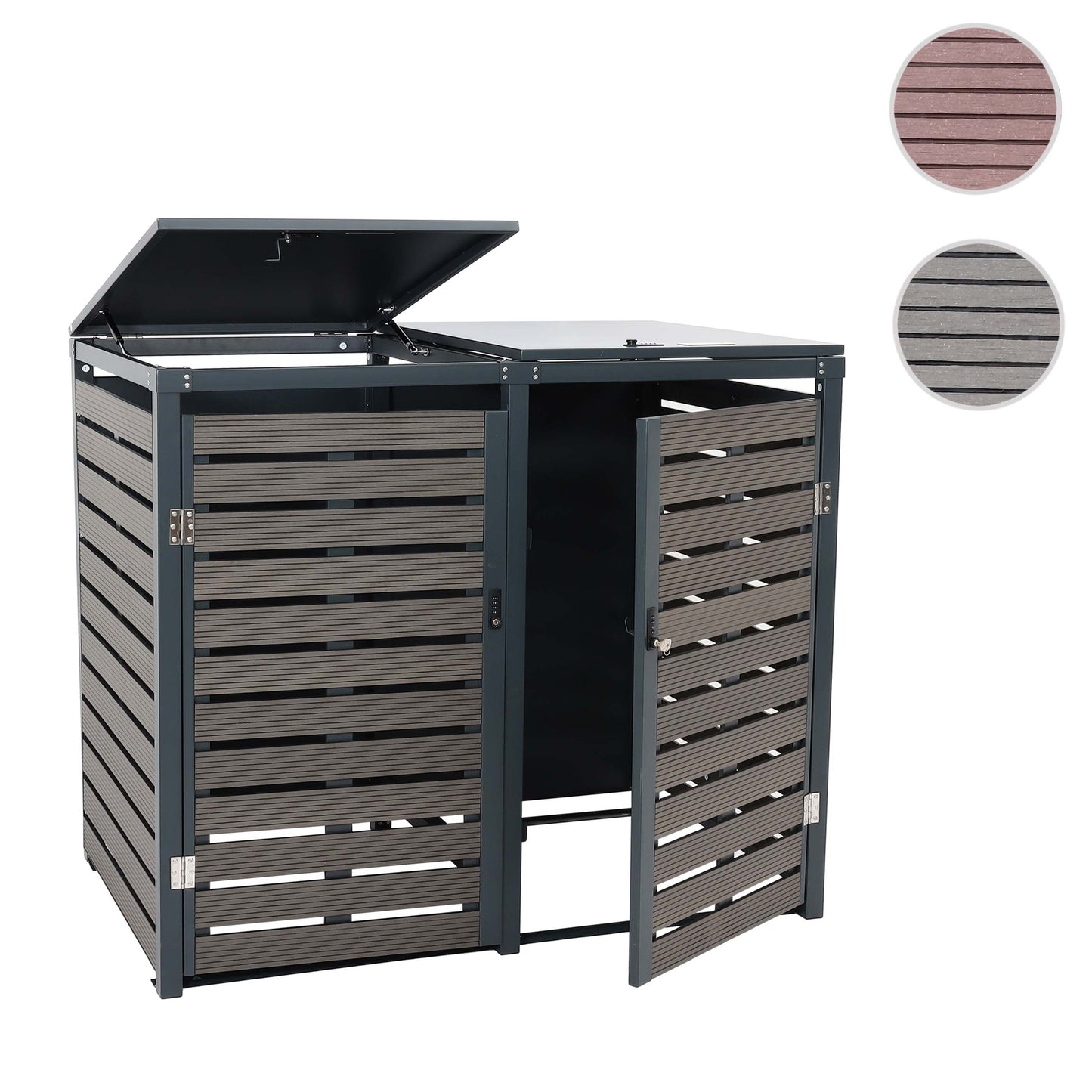 Cosmo Casa - XL Afvalcontainerbekleding - Containerbak - WPC & Metaal - Antraciet - 119×140×102 cm / 86 kg