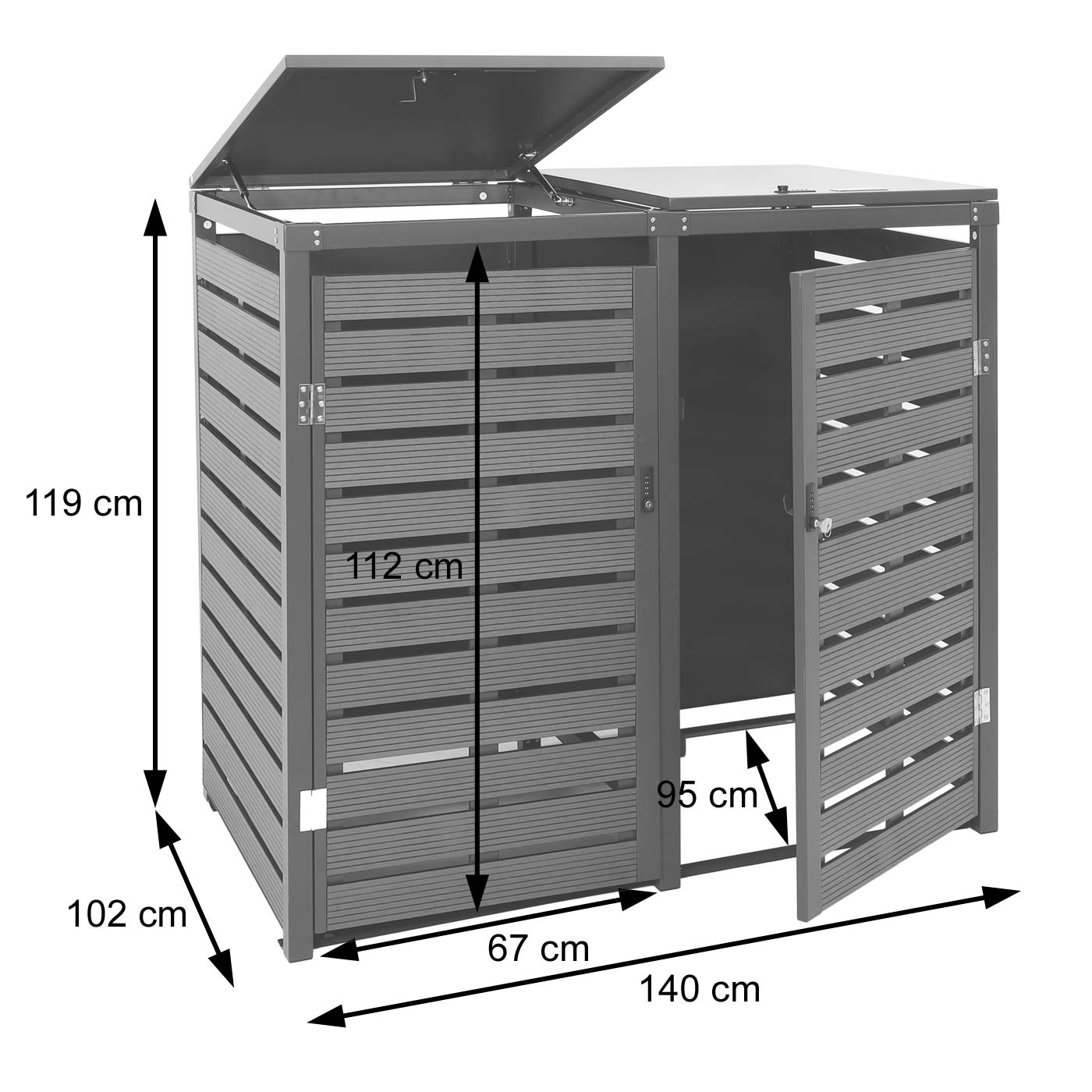 Cosmo Casa - XL Afvalcontainerbekleding - Containerbak - WPC & Metaal - Walnoothoutlook - 119×140×102 cm / 86 kg