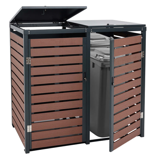 Cosmo Casa - XL Afvalcontainerbekleding - Containerbak - WPC & Metaal - Walnoothoutlook - 119×140×102 cm / 86 kg