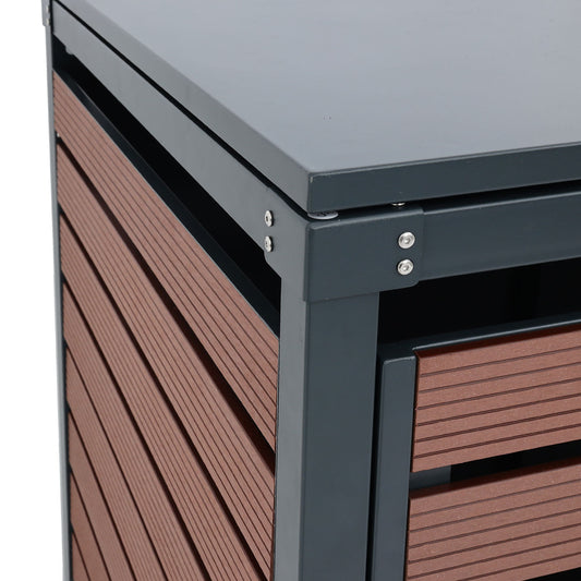 Cosmo Casa - XL Afvalcontainerbekleding - Containerbak - WPC & Metaal - Walnoothoutlook - 119×140×102 cm / 86 kg