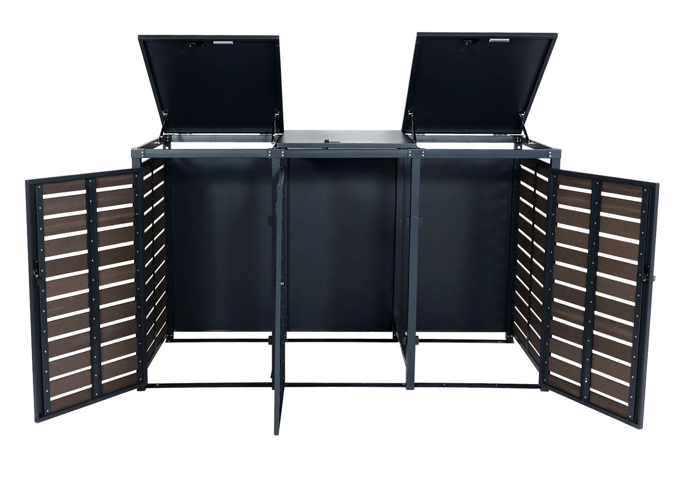 Cosmo Casa - Set van 3 Vuilnisbakbekleding met Deksel - WPC & Metaal - Antraciet - 119×205×84 cm / 109 kg