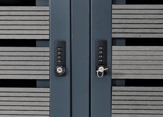 Cosmo Casa - Set van 4 Vuilnisbakbekleding met Afdekking - WPC & Metaal - Antraciet - 119×264×84 cm / 130 kg