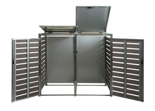 Cosmo Casa - 2 Vuilnisbakbekleding - Vuilnisbakbak - WPC & RVS - Antraciet - 119×134×84 cm / 78 kg