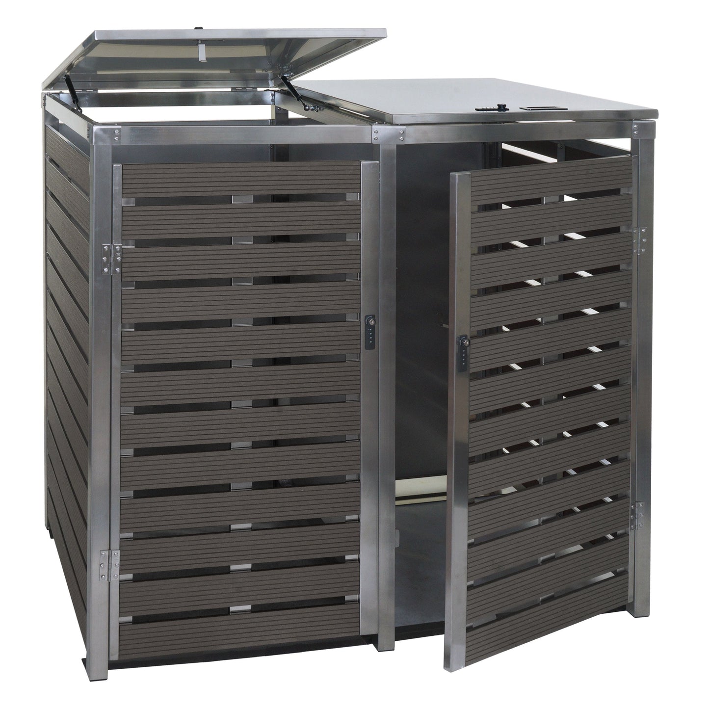 Cosmo Casa - 2 Vuilnisbakbekleding - Vuilnisbakbak - WPC & RVS - Antraciet - 119×134×84 cm / 78 kg