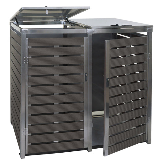 Cosmo Casa - 2 Vuilnisbakbekleding - Vuilnisbakbak - WPC & RVS - Antraciet - 119×134×84 cm / 78 kg