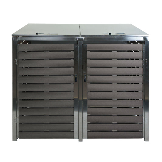 Cosmo Casa - 2 Vuilnisbakbekleding - Vuilnisbakbak - WPC & RVS - Antraciet - 119×134×84 cm / 78 kg