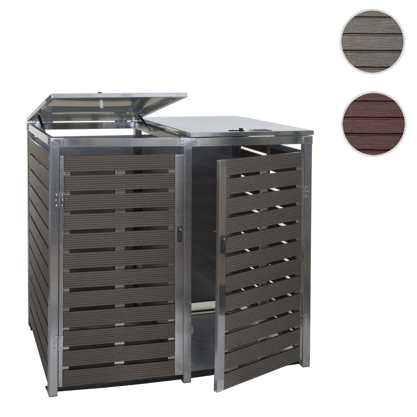 Cosmo Casa - 2 Vuilnisbakbekleding - Vuilnisbakbak - WPC & RVS - Antraciet - 119×134×84 cm / 78 kg