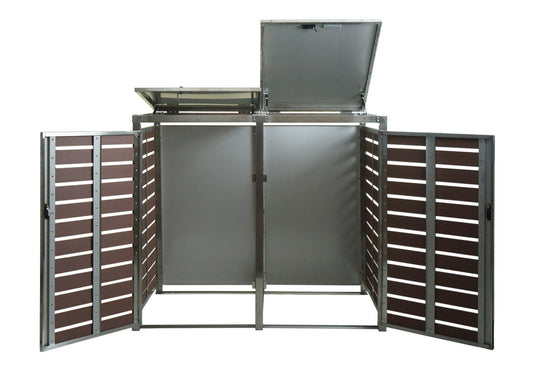 Cosmo Casa - 2 Vuilnisbakbekleding - Vuilnisbakbak - WPC & RVS - Walnoothoutlook - 119×134×84 cm / 78 kg