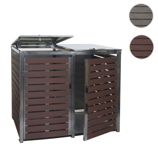 Cosmo Casa - 2 Vuilnisbakbekleding - Vuilnisbakbak - WPC & RVS - Walnoothoutlook - 119×134×84 cm / 78 kg