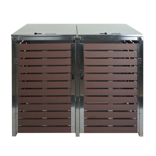 Cosmo Casa - XL Afvalcontainerbekleding - Afvalcontainerbak - WPC & RVS - Walnoothoutlook - 117×144×102 cm / 88 kg