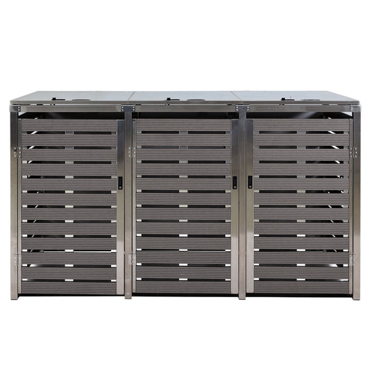 Cosmo Casa - 3-Delige Vuilnisbakbekleding - Vuilnisbakbak - WPC & RVS - Antraciet - 120×200×85 cm / 104 kg