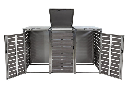 Cosmo Casa - 3-Delige Vuilnisbakbekleding - Vuilnisbakbak - WPC & RVS - Antraciet - 120×200×85 cm / 104 kg