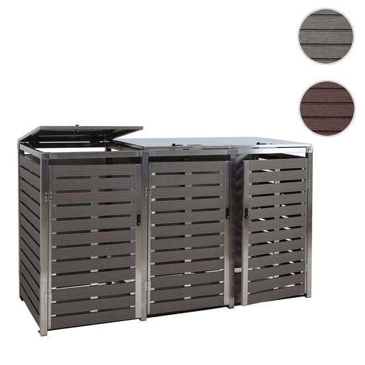Cosmo Casa - 3-Delige Vuilnisbakbekleding - Vuilnisbakbak - WPC & RVS - Antraciet - 120×200×85 cm / 104 kg