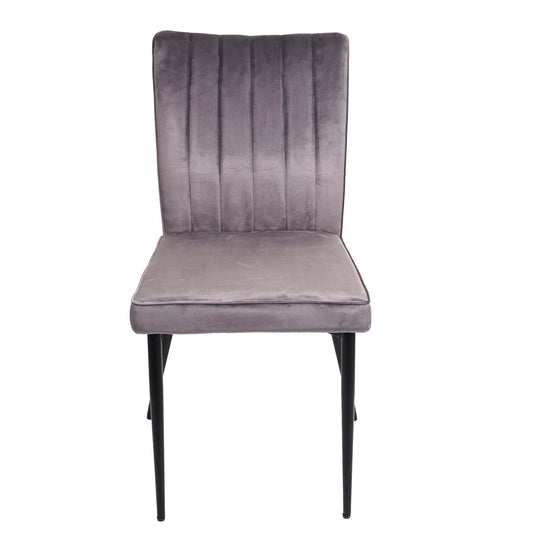 Cosmo Casa - Set van 2 Eetkamerstoelen - Gestoffeerd - Fluweel & Metaal - Donkergrijs