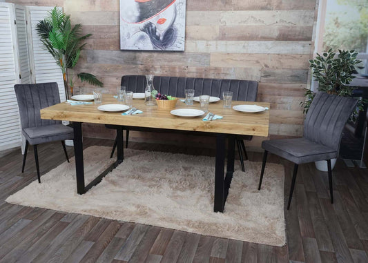 Cosmo Casa - Eetkamerset - Gastronomie - Fluweel & Metaal - Donkergrijs